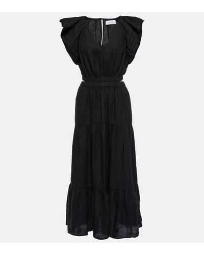 Velvet Ginger Cutout Linen Maxi Dress - Black