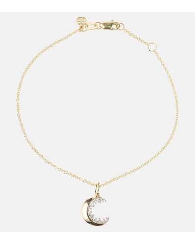Sydney Evan Collar Crescent Moon de 14 ct con diamantes - Blanco