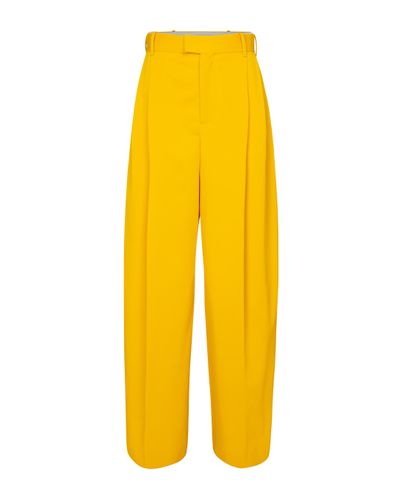Bottega Veneta High-rise Wide-leg Wool Pants - Yellow
