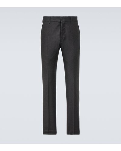 Ami Paris Pantalon droit en laine vierge - Gris