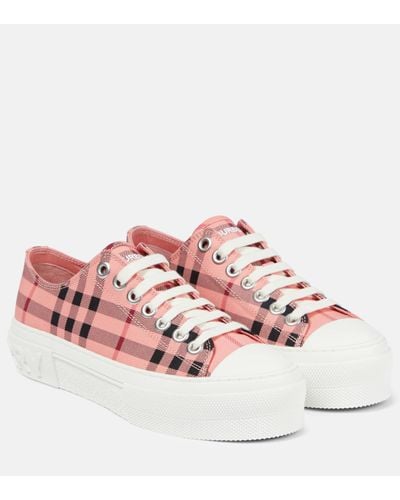 Burberry Jack Check-print Leather Low-top Trainers - Multicolour