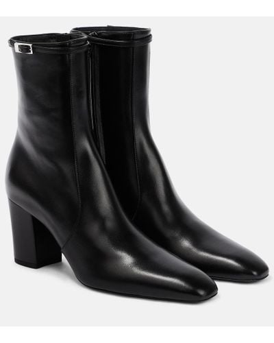 Saint Laurent Betty 70 Leather Ankle Boots - Black