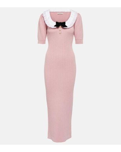 Alessandra Rich Embellished Cotton-blend Midi Dress - Pink