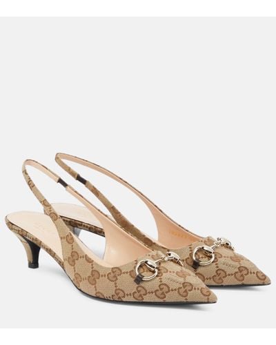 Gucci 45mm gg Canvas Slingback Court Shoes - Brown