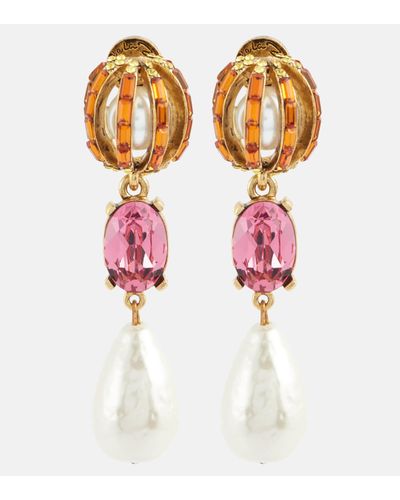 Oscar de la Renta Embellished Earrings - Pink