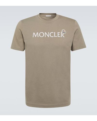 Moncler T-shirt in jersey di cotone con logo - Neutro