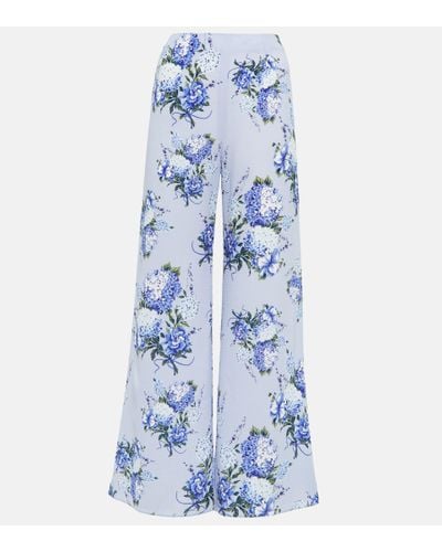 Emilia Wickstead Hullinie Floral Crepe Georgette Pants - Blue
