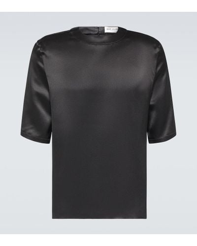Saint Laurent T-Shirt aus Seide - Schwarz