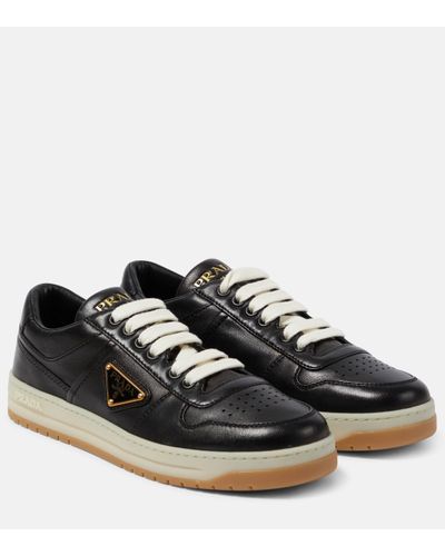 Prada Downtown Leather Low-top Trainers - Black