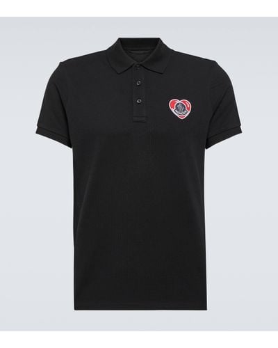 Moncler Polo en coton melange a logo - Noir