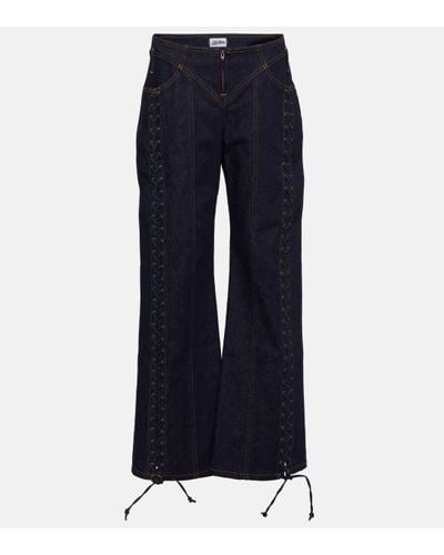 Jean Paul Gaultier Lace-up Low-rise Bootcut Jeans - Blue