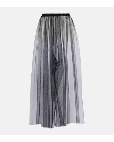 Noir Kei Ninomiya Sheer Tulle Wide-leg Pants - Gray