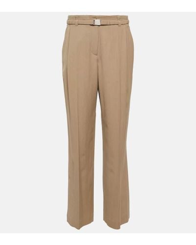 Brunello Cucinelli High-rise Straight Wool-blend Pants - Natural