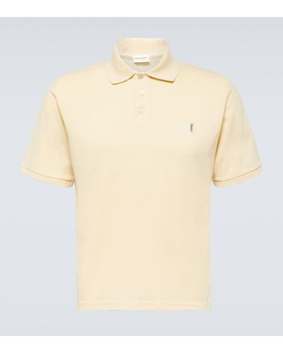 Saint Laurent Cassandre Cotton-blend Polo Shirt - Natural