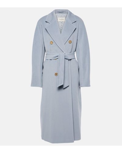 Max Mara Madame Wool And Cashmere Long Belted Coat - Blue