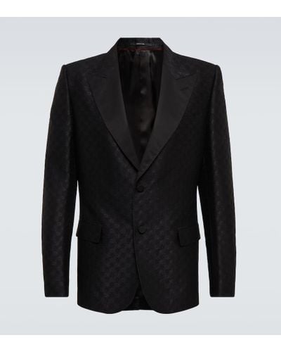 Gucci Horsebit Jacquard Wool And Silk Blazer - Black