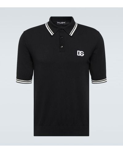 Dolce & Gabbana Logo Cotton Pique Polo Shirt - Black