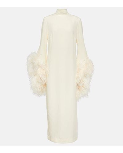 ‎Taller Marmo Del Rio Feather-trimmed Midi Dress - White