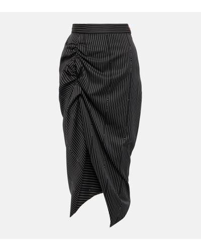 Vivienne Westwood Pinstriped Wool And Cotton Midi Skirt - Black