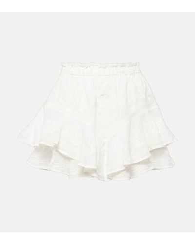 Isabel Marant Elsa Embroidered Ramie Shorts - White