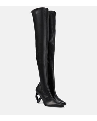 JW Anderson Chain Over-the-knee Leather Boots - Black