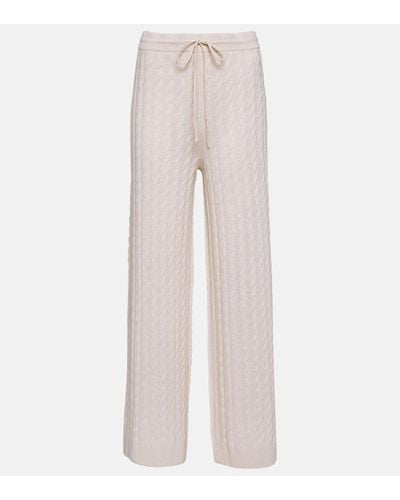 Totême Pantalon ample en laine melangee - Blanc