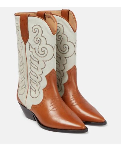 Isabel Marant Duerto Embroidered Leather Boots - Brown