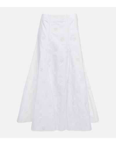 Chloé Broderie Anglaise Cotton Midi Skirt - White