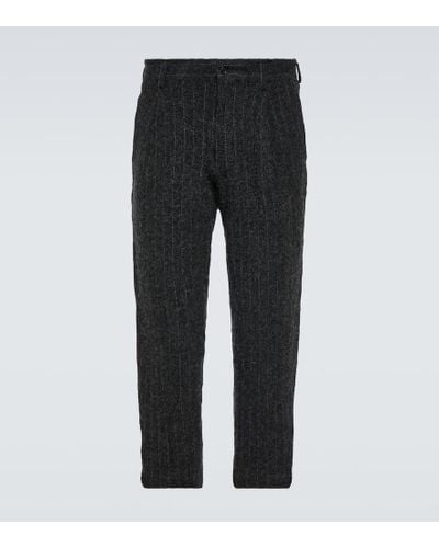 Comme des Garçons Striped Wool Tweed Suit Pants - Black