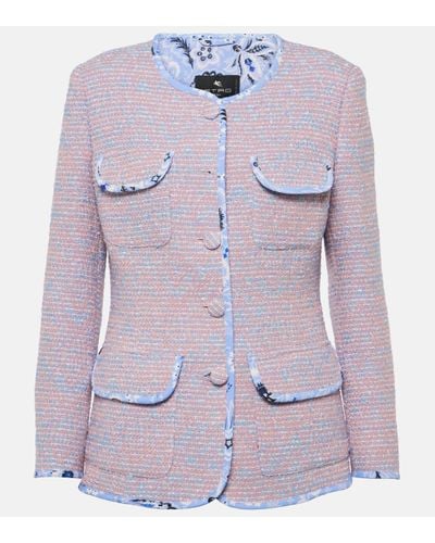 Etro Checked Wool-blend Tweed Jacket - Purple