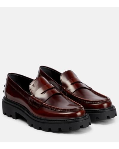 Tod's Platform Leather Penny Loafers - Brown