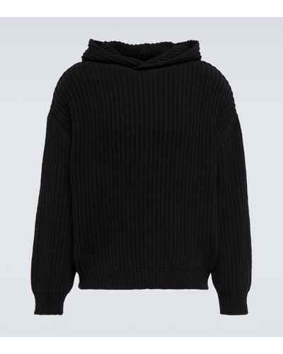 Our Legacy Sailor Ribbed-knit Silk Hoodie - Black