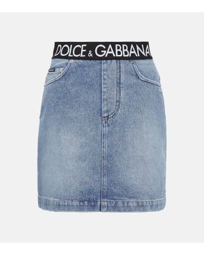 Dolce & Gabbana Minigonna di jeans con logo - Blu