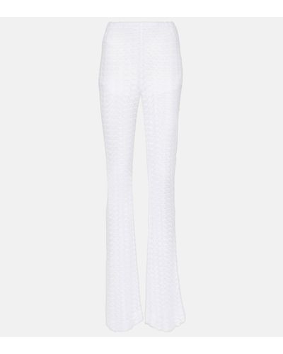 Missoni High-rise Open-knit Flared Trousers - White
