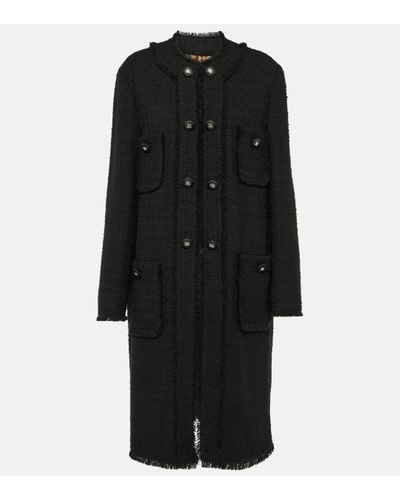 Dolce & Gabbana Fringed Wool-blend Tweed Coat - Black