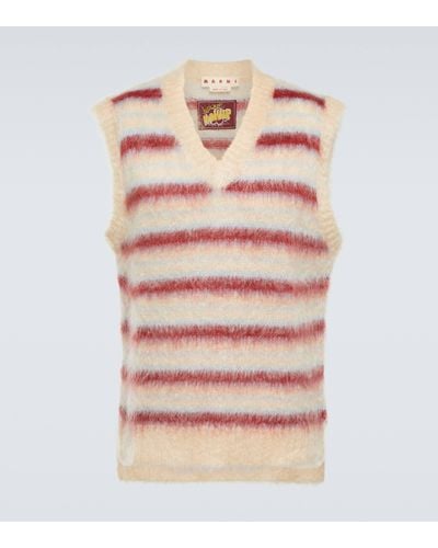 Marni Striped Wool-blend Jumper Vest - Pink
