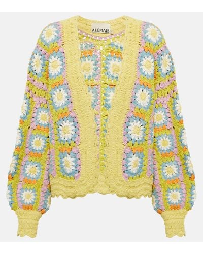 ALÉMAIS Alemais Petra Crochet Cotton Cardigan - Yellow