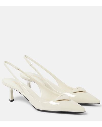 Prada Patent Leather Slingback Court Shoes - White