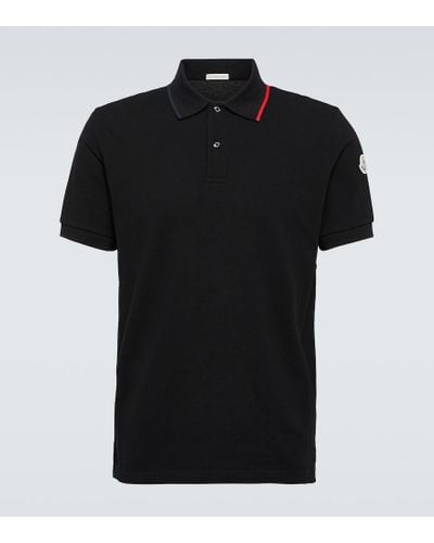 Moncler Cotton Pique Polo Shirt - Black