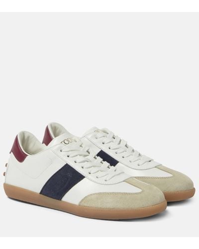 Tod's Tabs Suede-trimmed Leather Trainers - White