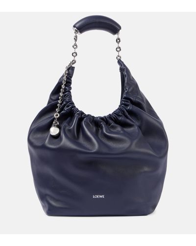 Loewe Squeeze Medium Leather Shoulder Bag - Blue