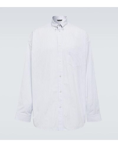 Balenciaga Striped Oversized Cotton Shirt - White