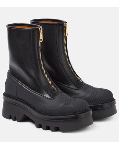 Chloé Raina Leather Ankle Boots - Black