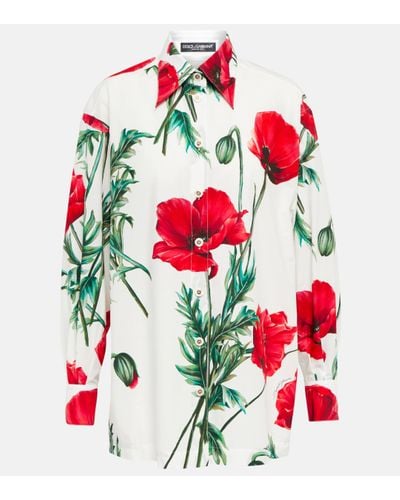 Dolce & Gabbana Chemise en coton a fleurs - Blanc