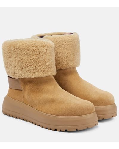 Bogner Shearling-lined Suede Ankle Boots - Natural