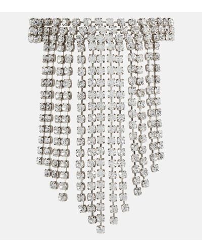 Alessandra Rich Collar de flecos con cristales - Blanco