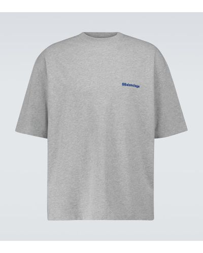 Balenciaga Oversize T-Shirt BB aus Baumwolle - Grau