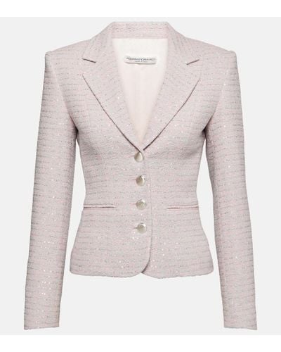 Alessandra Rich Blazer monopetto in tweed con paillettes - Rosa