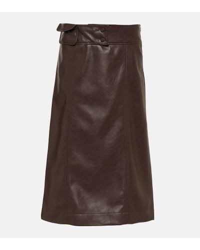 AYA MUSE Eyeria Faux Leather Midi Skirt - Brown