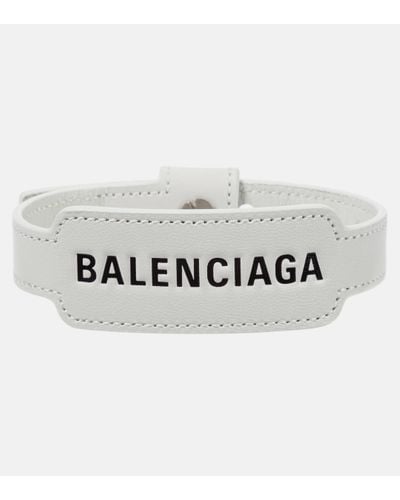 Balenciaga Logo Leather Bracelet - Metallic